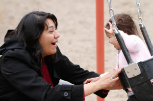 iris and sofia on swing