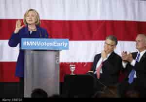 Oct. 23, 2014 - St. Paul, MN - Minnesota, U.S. - Hillary Clinton stumped for Senator Al Franken and Governor Mark Dayton] at the Leonard Center Field House at Macalester College in St. Paul on October 23, 2014 .Richard Tsong-Taatarii/rtsong- taatarii@star