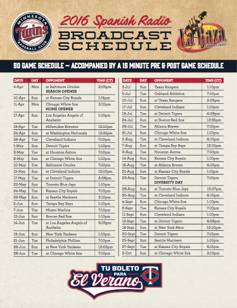 Twins Schedule 2016