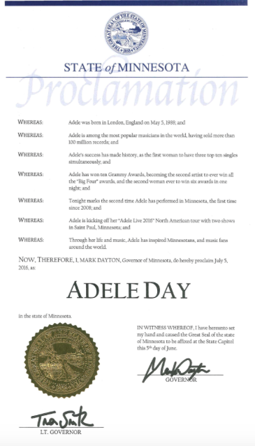 Adele Day- Proclamación